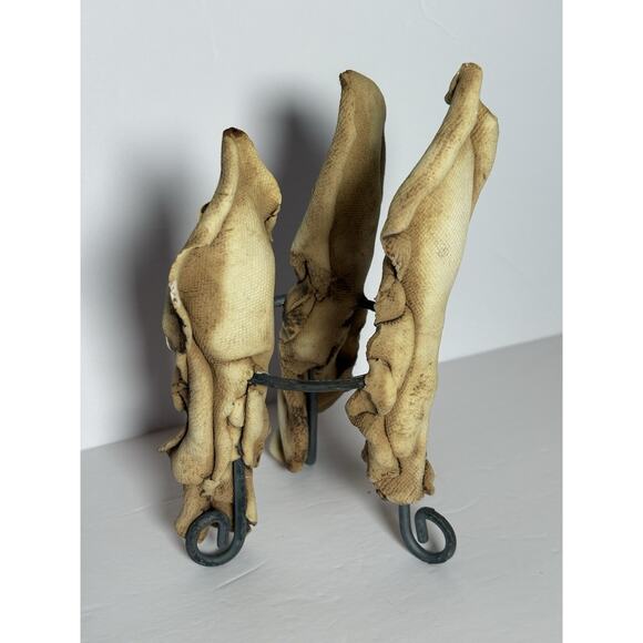 Handmade 3 Wiseman Clay Ceramic Sculpting Texturized Gold Accents Ring Stand - Picture 4 of 16